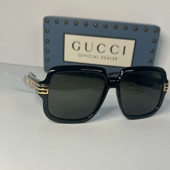 New- Authentic Gucci Sunglasses Men's GG0979S 001 Black/Grey 59-15-140mm